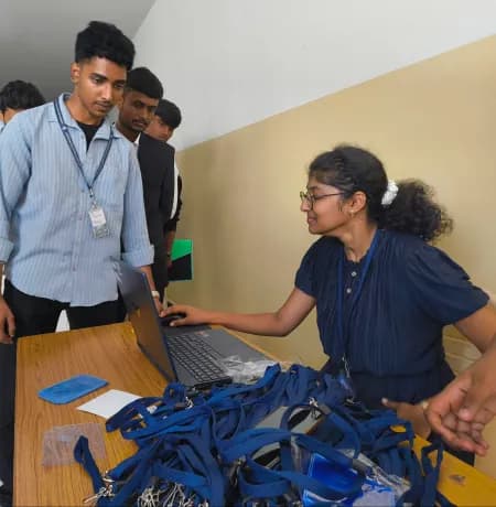 Students registering for a campus hackathon challenge